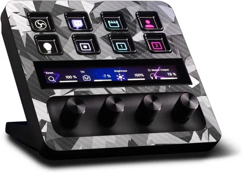 Vista 24 de MightySkins - Piel de fibra de carbono compatible con Elgato Stream Deck + Marble Magma Acabado de fibra de carbono texturizado protector