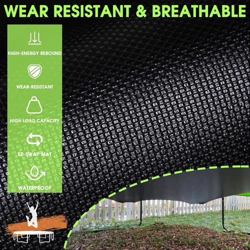 Vista 5 de LHX Trampolín de 8, 10, 12, 14, 15, 16 pies, para exteriores, 1500 libras con aro de baloncesto, trampolín grande y resistente para niños y adultos