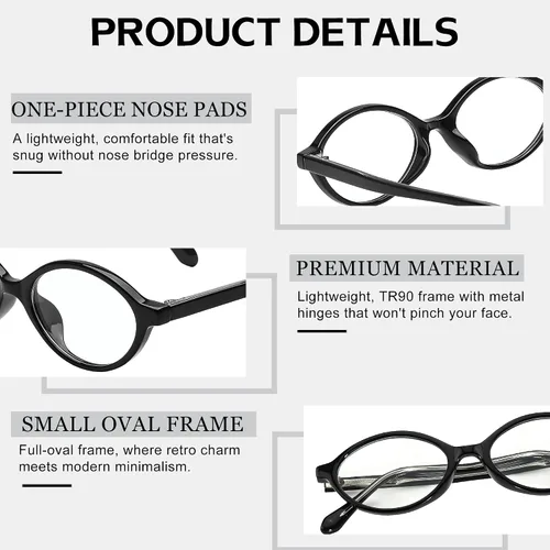 Vista 6 de SIPHEW Gafas pequeñas de luz azul para mujer, gafas de marco ovalado, gafas de protección contra la luz azul de moda