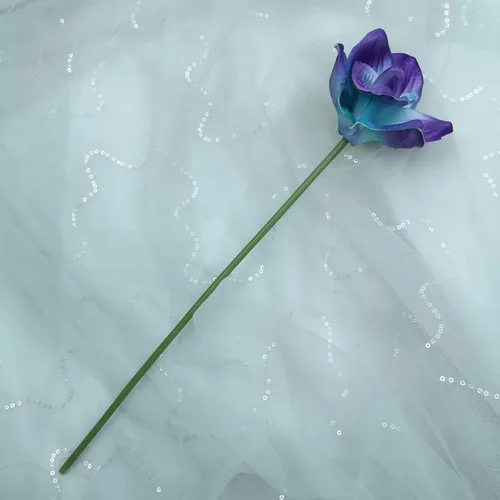Vista 4 de Juego de 10 orquídeas artificiales de tacto real (morado)