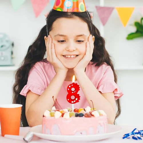 Vista 6 de Velas de cumpleaños con número (0 velas rojas) con forma de dinosaurio, velas de pastel de feliz cumpleaños para decoración de fiesta de cumpleaños