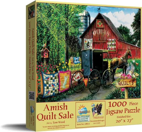 Vista 2 de SUNSOUT INC - Amish Quilt Sale - Rompecabezas de 1000 piezas por artista: Tom Wood - Tamaño acabado 20" x 27" - MPN # 28822