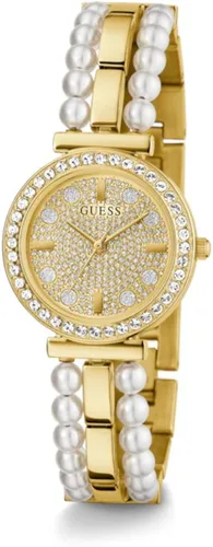 Vista 2 de GUESS US - Reloj analógico de diamante y perla dorado para mujer