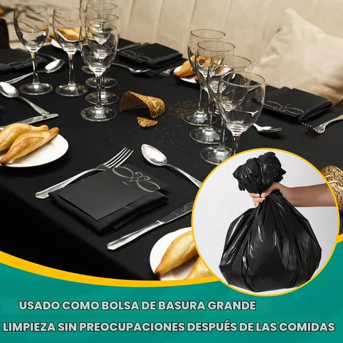 Vista 3 de RowinsyDD Paquete de 30 manteles de plástico negro desechables, 54 x 108 pulgadas, manteles de plástico para mesas rectangulares, mantel desechable