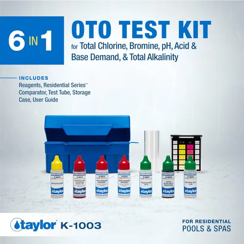 Vista 2 de Taylor Swimming Pool & Spa Kit para prueba de pH, cloro y bromo en agua 4-en-1 K-1003