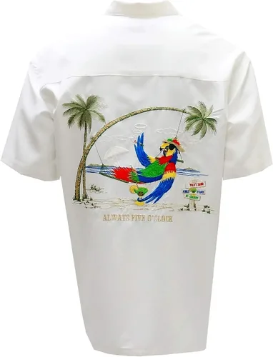 Vista 2 de Bamboo Cay Always Five O'clock - Camisa con botones tropicales bordados para hombre