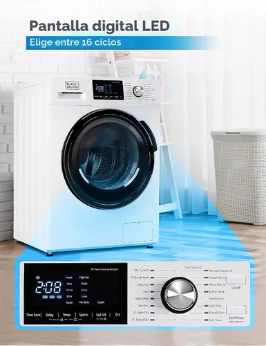 Vista 3 de BLACK+DECKER Combo de lavadora y secadora, 2.7 pies cúbicos Todo en uno con pantalla LED y 16 ciclos 2.7 Cu. Ft. All In One Washer and Dryer with