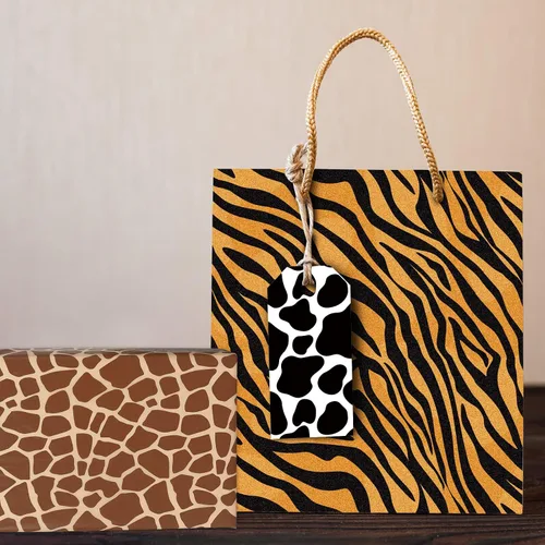 Vista 6 de AnyDesign 90 hojas de papel de seda con estampado animal, 5 diseños de leopardo, cebra, jirafa, tigre, vaca, patrón de piel de animales, surtido