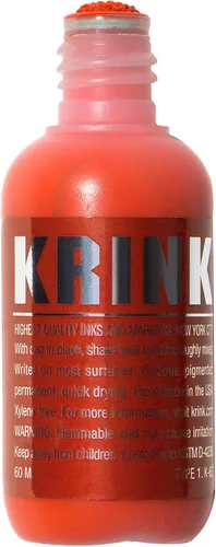 Vista 7 de Krink K-60 Marcador de Pintura Rojo - Marcadores de Graffiti de Bellas Artes Vibrantes y Opacos para Lienzo, Metal, Vidrio, Papel y Más - Marcador