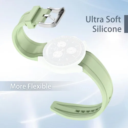 Vista 2 de Correas para reloj Moonswatch, correa de silicona curvada sin huecos, compatible con reloj Omega X Swatch Moonswatch Speedmaster de 0.78 pulgadas