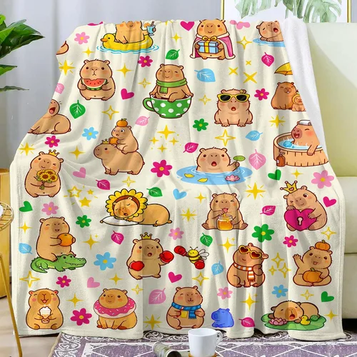 Vista 2 de Capybara - Manta de regalo para niños y niñas, suave y acogedora, manta de franela para decoración de ropa de cama, regalos para amantes