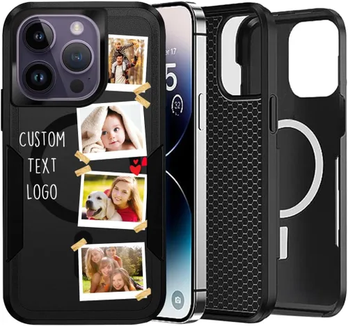 Vista 10 de Funda magnética personalizada para iPhone 17 Air 16 15 14 Pro Max Plus 13 12 11, personaliza el nombre del texto de la foto y imagen, imanes fuertes