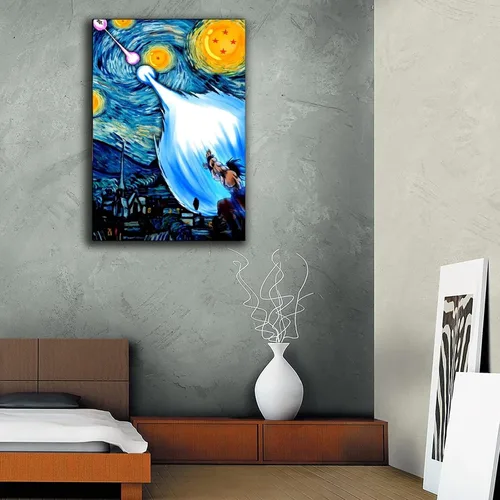 Vista 6 de Póster de noche estrellada de Dragon Van Gogh, arte de pared, decoración de sala de estar, pósteres estéticos, cuadros decorativos para el hogar