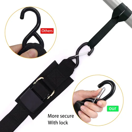 Vista 3 de Correas de amarre para remolque de barco, correas de amarre con ganchos de cierre y accesorios de bucle suave, correas de seguridad ajustables