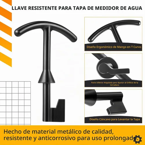 Vista 10 de Llave de la caja del medidor de agua de 5.5", compatible con la llave de la cubierta del medidor de agua M07001