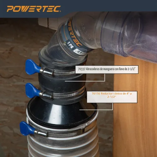 Vista 7 de POWERTEC 70136 cono reductor de 4" a 2-1/2".