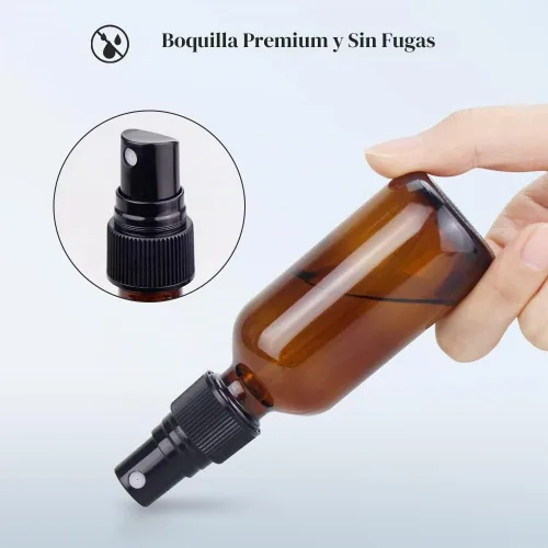 Vista 4 de Botella con atomizador, botellas de spray de vidrio de niebla fina de 2 onzas, recipientes de líquido recargables pequeños para regar la limpieza