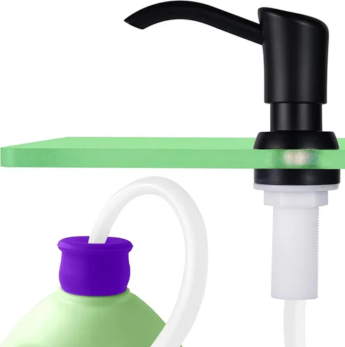 Vista 11 de GAGALIFE Dispensador de jabón empotrado en mostrador (níquel cepillado) para fregadero de cocina y kit de tubo de extensión, actualización