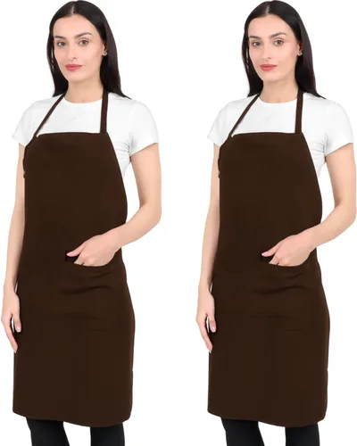Vista 28 de Delantal de cocina de algodón resistente a las gotas de agua con delantales ajustables para mujer con bolsillos 8 opciones de color para cocinar