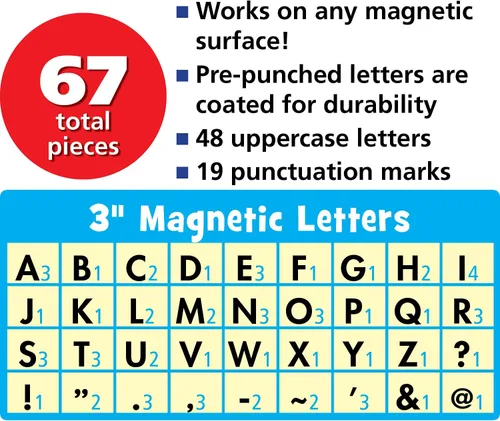 Vista 4 de Teacher Created Resources Black Funtastic Font Letras Magnéticas de 3" (77214)