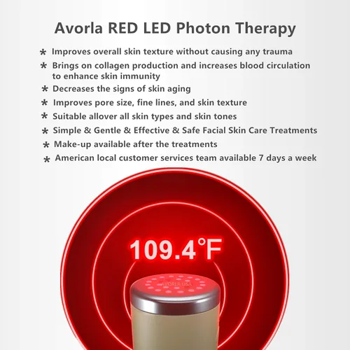 Vista 5 de AVORLA® I Red Light Infrared Therapy Facial Wand I Dispositivo de cuidado de la piel en casa, masajeador facial antiarrugas (dorado)