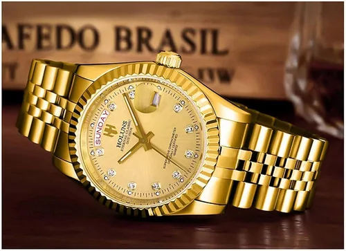 Vista 8 de Reloj de pulsera de cuarzo de lujo para hombre con indicación de hora y fecha impermeable