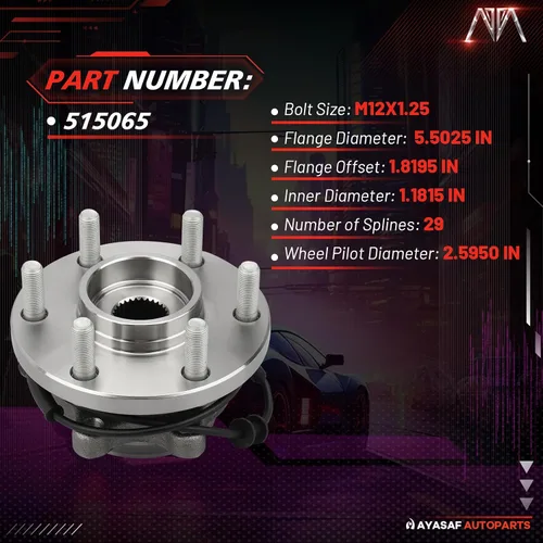 Vista 3 de 515065 [4WD/AWD solamente, 6 lengüetas, paquete de 2] Conjunto de cojinete de cubo de rueda delantera con ABS para Frontier/Xterra 2005-2015, 2