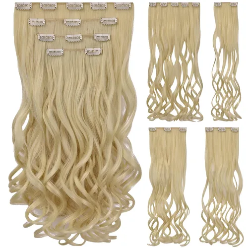 Vista 32 de Extensión de cabello negro oscuro, extensiones de cabello con clip de 22 pulgadas