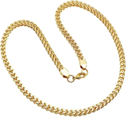 Vista 3 de Steeltime Collar de cadena Franco 3D de acero inoxidable chapado en oro de 18 quilates