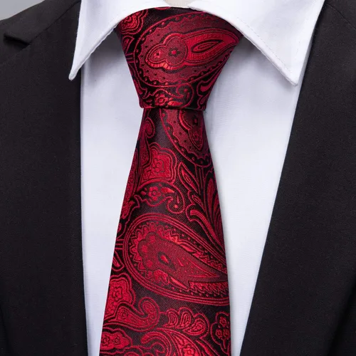 Vista 115 de Barry.Wang - Juego de corbata de seda para hombre, diseño de cachemira, pañuelo y gemelos de bolsillo