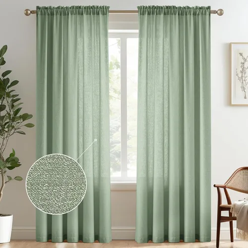 Vista 32 de Melodieux Cortinas de Niveles Semitraslúcidas Negras de 24 Pulgadas de Largo para Cocina, Cafetería, Dormitorio, Ventanas Pequeñas, Aspecto de Lino
