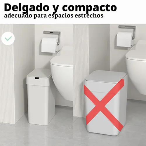 Vista 6 de ELPHECO Basurero de baño con tapa, paquete de 2 botes de basura automáticos, 2.5 galones + 4 galones con sensor de movimiento inteligente