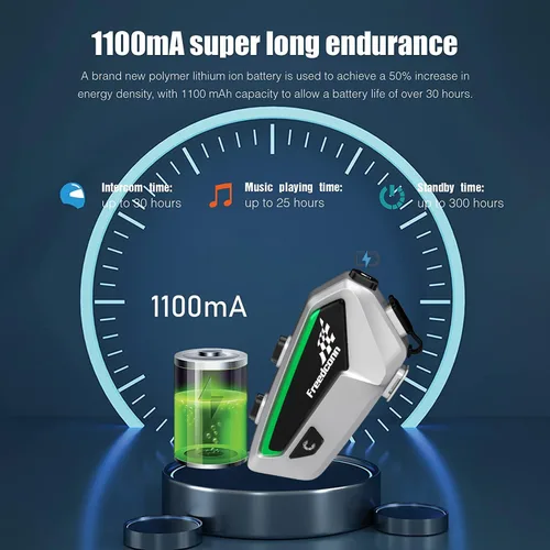 Vista 6 de FreedConn FX - Auriculares Bluetooth para motocicleta con intercambio de música, 2 unidades FX 10 Riders 4,921.3 ft, casco de grupo intercomunicador