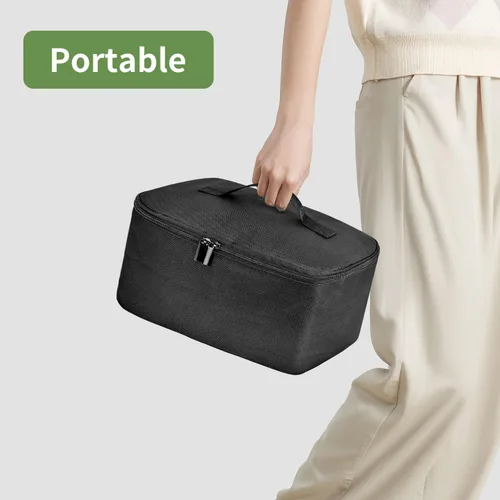 Vista 4 de Bolsa de viaje para herramientas para el cabello con almohadilla resistente al calor, funda de transporte de viaje de doble capa para alisador