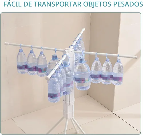 Vista 7 de JOOM Estante de secado de ropa de 4 patas, perchero portátil y plegable que ahorra espacio, estante de secado de ropa para ropa, 4 varillas, 16