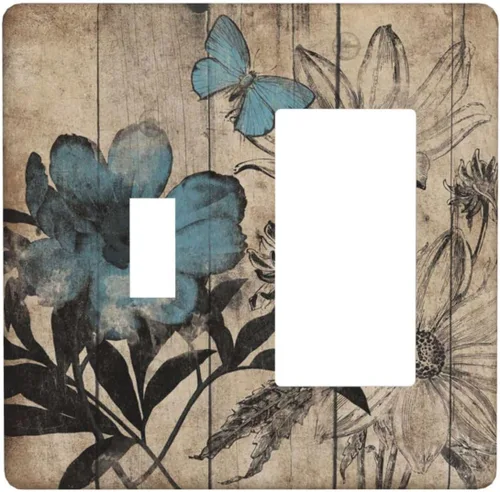 Vista 110 de Mid Century Morden Boho - Placa de pared para interruptor de luz dúplex de 1 banda, placa frontal decorativa eléctrica para receptáculo para baño