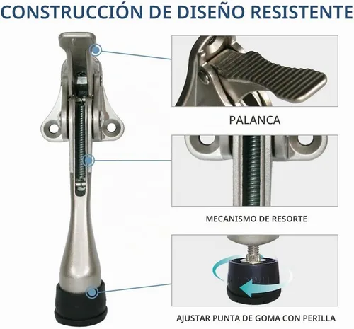 Vista 4 de Tope de puerta One Touch Kickdown, soporte de puerta, topes de puerta resistentes, parte inferior de la puerta, puntas de goma ajustables en altura