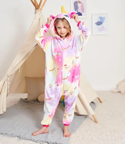 Vista 3 de Cos Time Pijama de una pieza de unicornio para niños, disfraz de Halloween