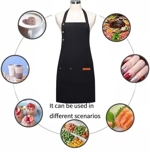 Vista 7 de Paquete de 2 delantales de cocina ajustables para mujeres y hombres con bolsillos, delantal de trabajo, parrilla, restaurante