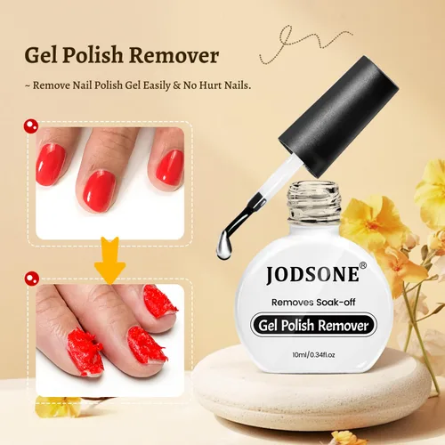 Vista 4 de JODSONE Juego de 3 piezas de 10 ml de capa superior y base de esmalte de uñas con removedor de gel; removedor de uñas de gel para remoción rápida