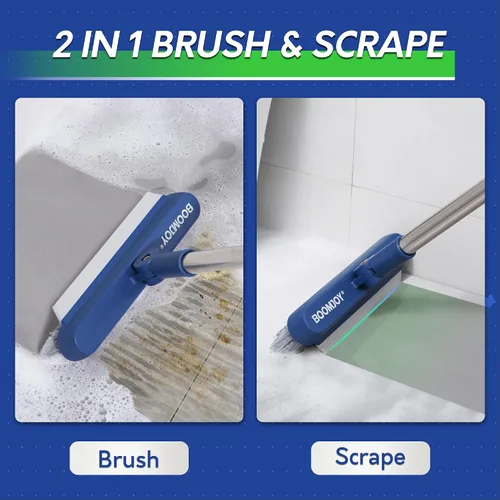 Vista 3 de BOOMJOY Cepillo de lechada con mango largo, cepillo limpiador de lechada para pisos de baldosas, cerdas duras para hendiduras, línea de azulejos