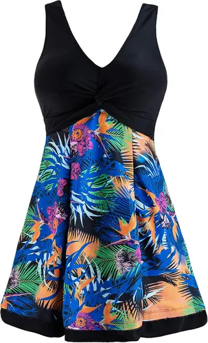 Vista 13 de Wantdo - Vestido de baño adelgazante, traje de baño de una pieza estilo pavo real, vintage, para mujer