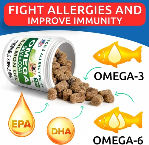 Vista 2 de BARK&SPARK Omega 3 para perros - 360 golosinas de aceite de pescado para la muda de pelo de perro, alergia cutánea, alivio de la picazón