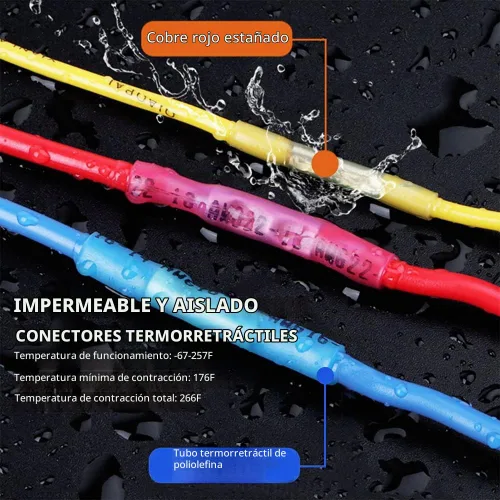 Vista 5 de Conectores a tope termorretráctiles, 12-10 AWG, 50 unidades, amarillos, impermeables, terminales de crimpado, conectores de cable eléctrico, empalme