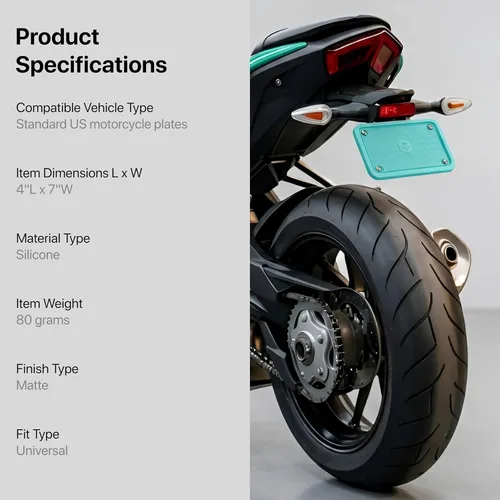 Vista 2 de Rightcar Solutions Marco de matrícula de motocicleta de silicona de alta calidad, a prueba de óxido, a prueba de sonajeros, resistente a la Azul