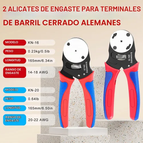 Vista 2 de Kit de herramienta de crimpado Knoweasy para conectores Deutsch DT: Crimpador de barril cerrado y barril abierto, herramienta de extracción