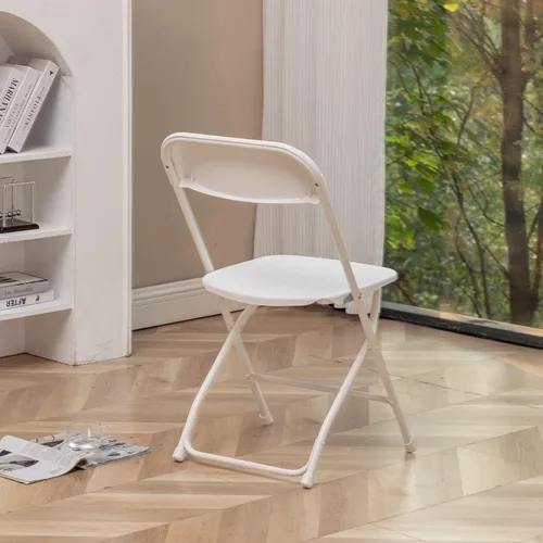 Vista 2 de BTEXPERT Silla Plegable de Plástico Blanco con Marco de Acero, Silla Comercial de Alta Capacidad para Eventos, Ligera, Set para Oficina, Boda