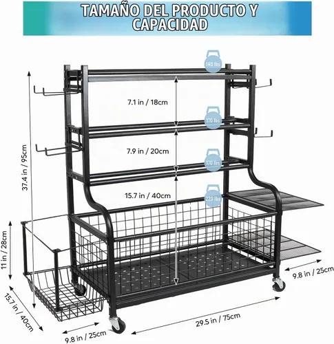 Vista 4 de STUFFSTASH Soporte ajustable para mancuernas para gimnasio en casa, estante de peso resistente con estante para pesas rusas, soporte para tapete