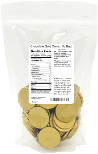 Vista 8 de Monedas de oro chocolate, bolsa de 1 libra