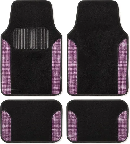 Vista 15 de Carbella Juego de 4 Alfombrillas de Coche con Diamantes Brillantes Estilo Bling, Alfombrillas de Suelo de Coche de Cristal de Strass Brillante